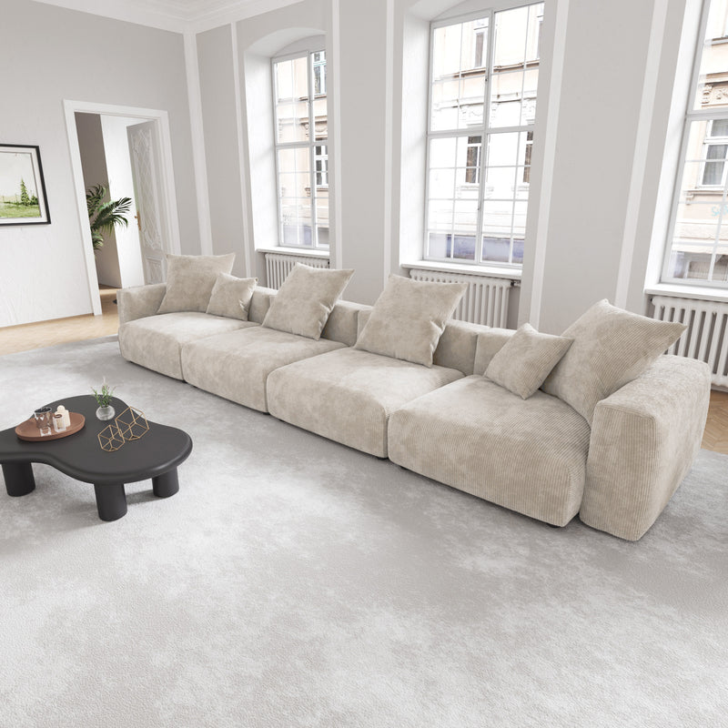 Corduroy 4-Seater Sofa in Sandstone