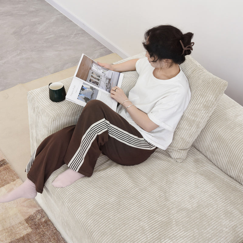 Corduroy 4-Seater U-Sectional in Sandstone