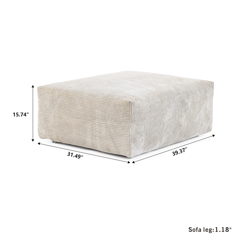 Corduroy Ottoman in Sandstone