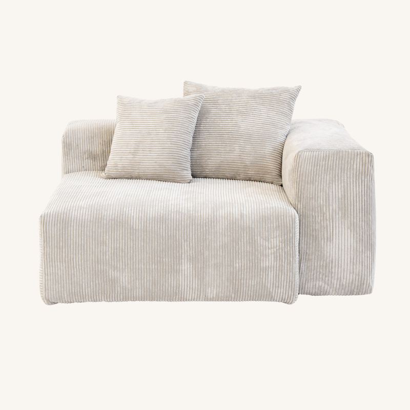 Corduroy Right Facing Armrest in Sandstone
