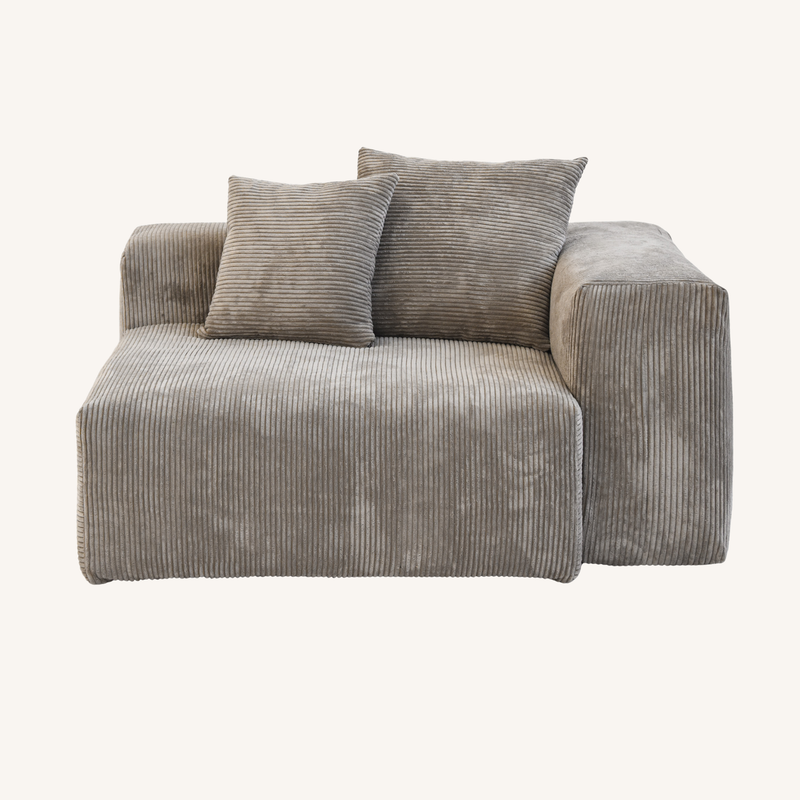 Corduroy Right Facing Armrest in Mocha