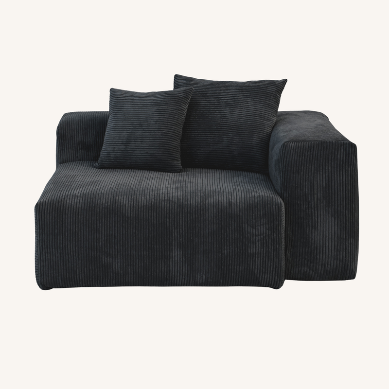 Corduroy Right Facing Armrest in Obsidian