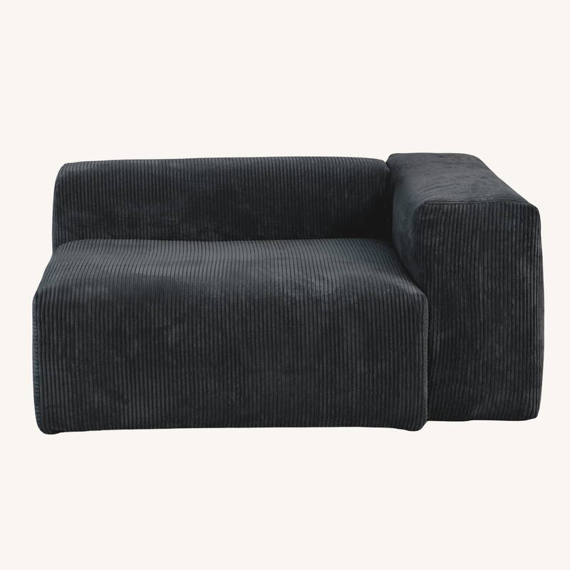 Corduroy Right Facing Armrest in Obsidian