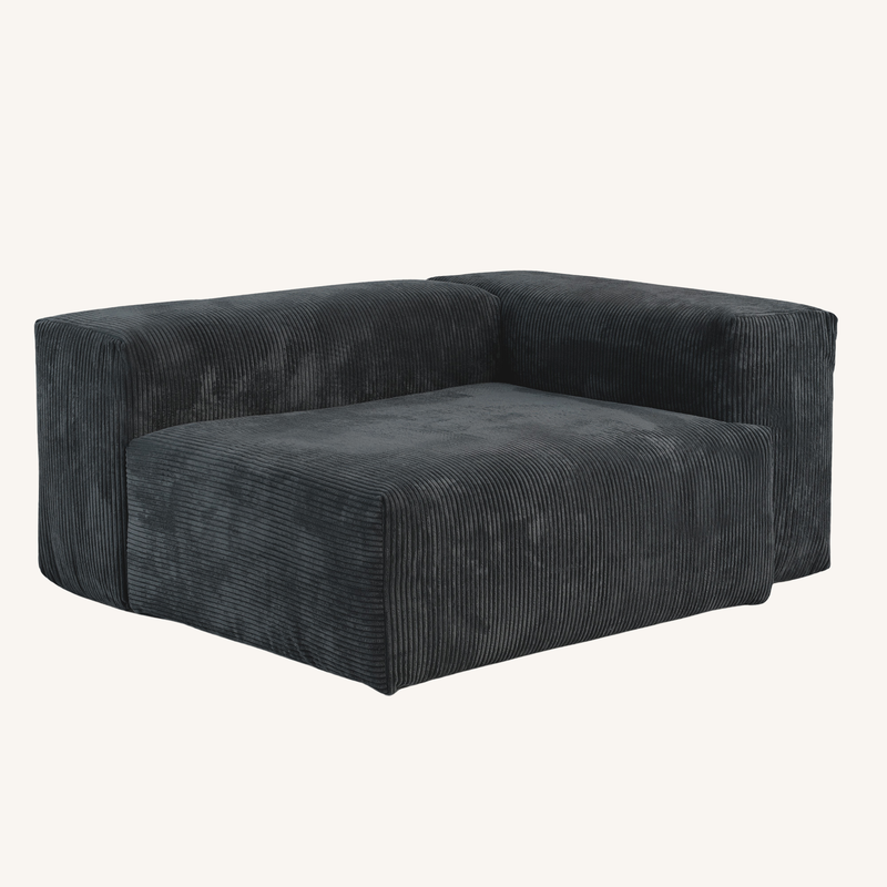 Corduroy Right Facing Armrest in Obsidian