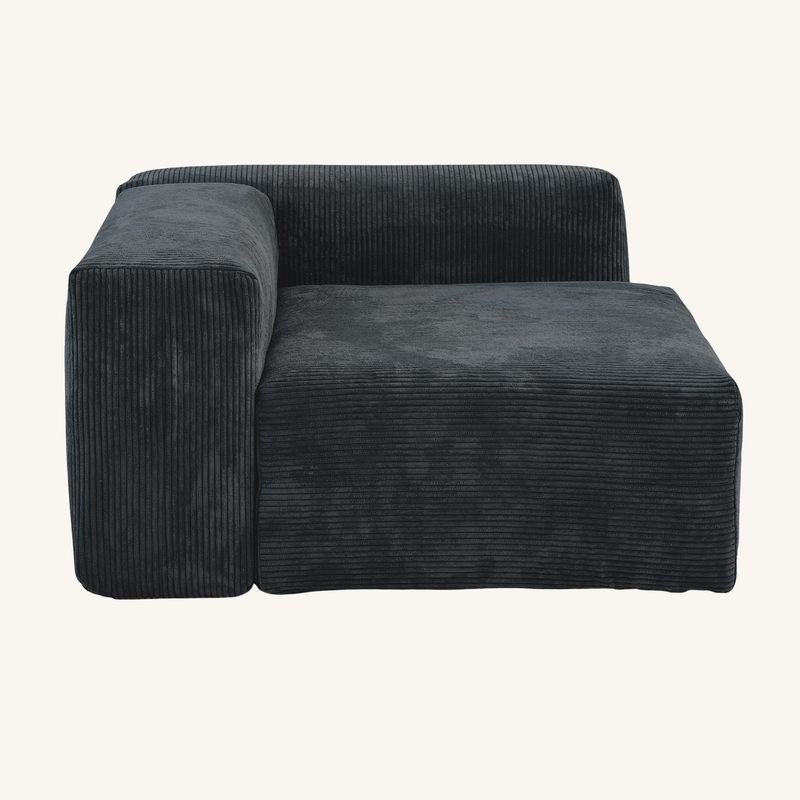 Corduroy Right Facing Armrest in Obsidian