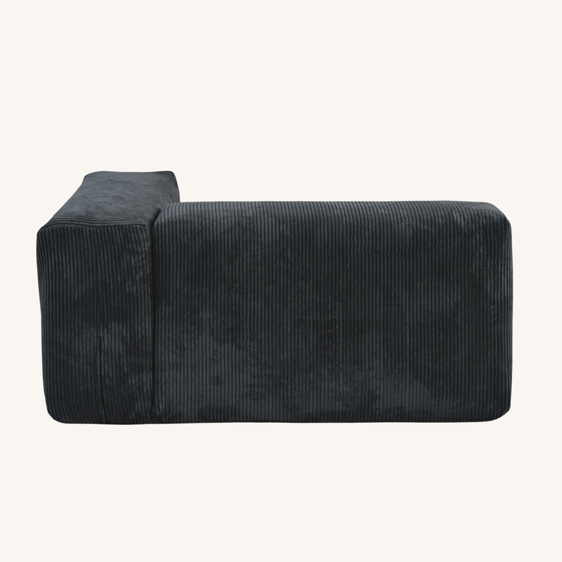 Corduroy Right Facing Armrest in Obsidian
