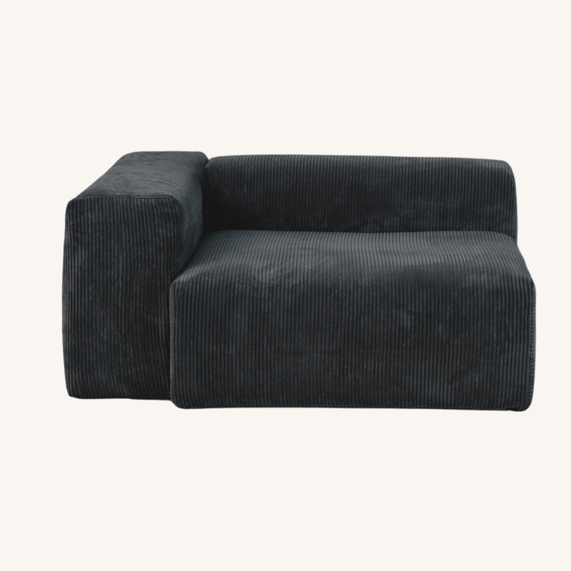 Corduroy Left Facing Armrest in Obsidian