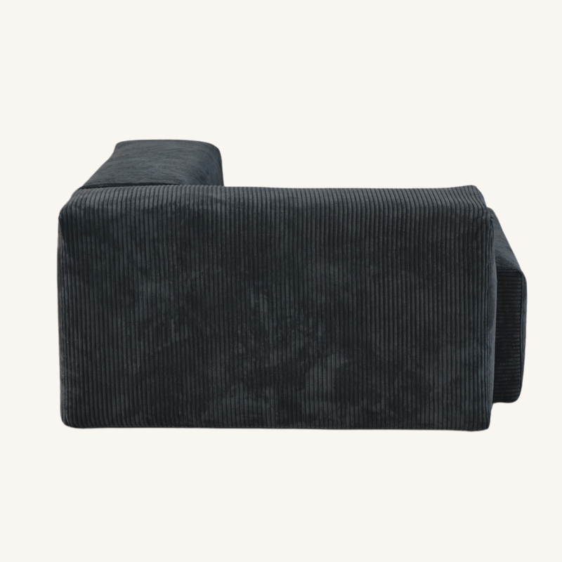 Corduroy Left Facing Armrest in Obsidian
