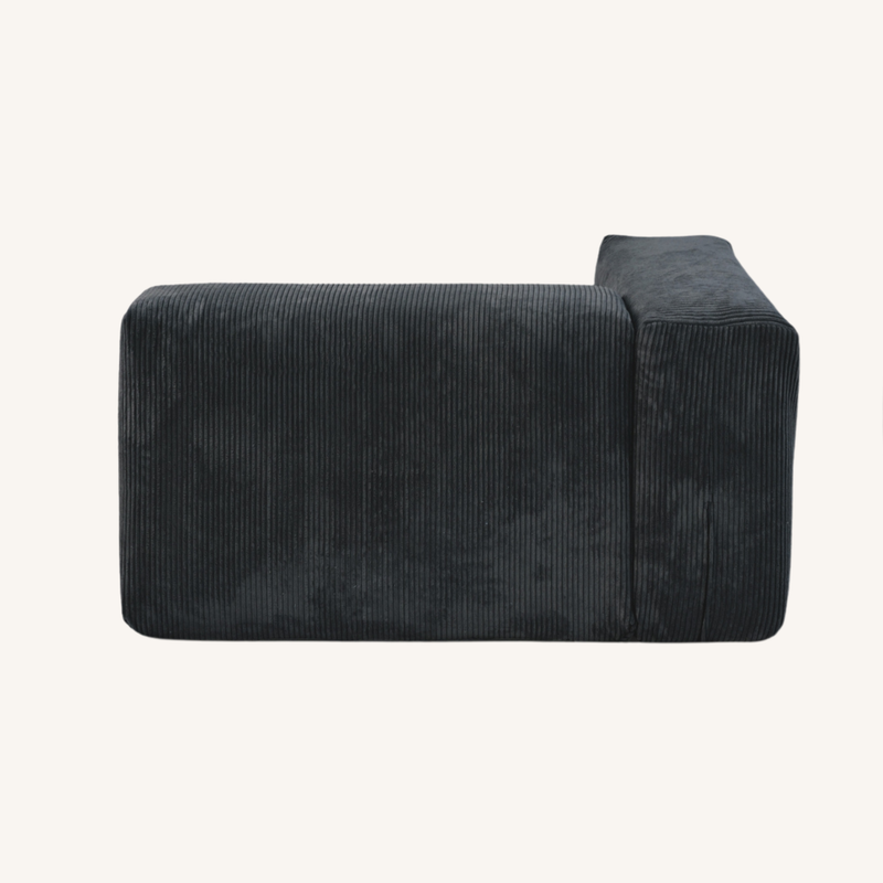 Corduroy Left Facing Armrest in Obsidian