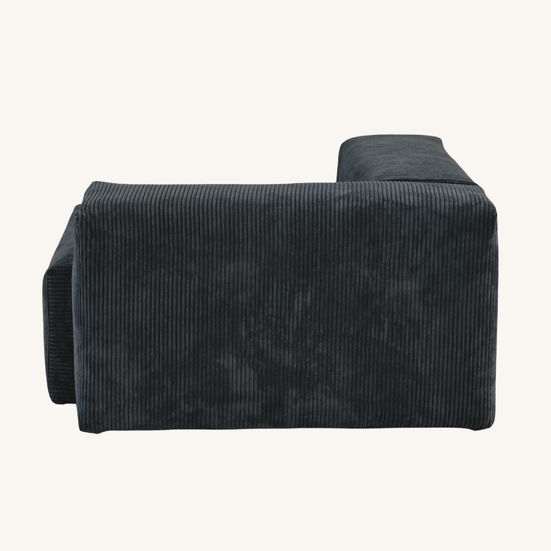 Corduroy Right Facing Armrest in Obsidian