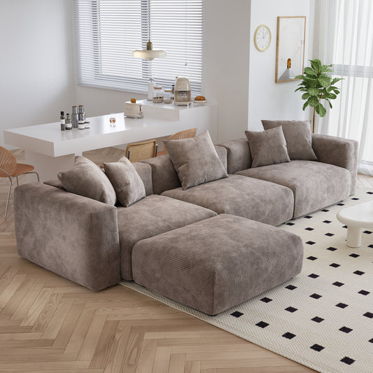 Corduroy 3-Seater Sectional in Mocha