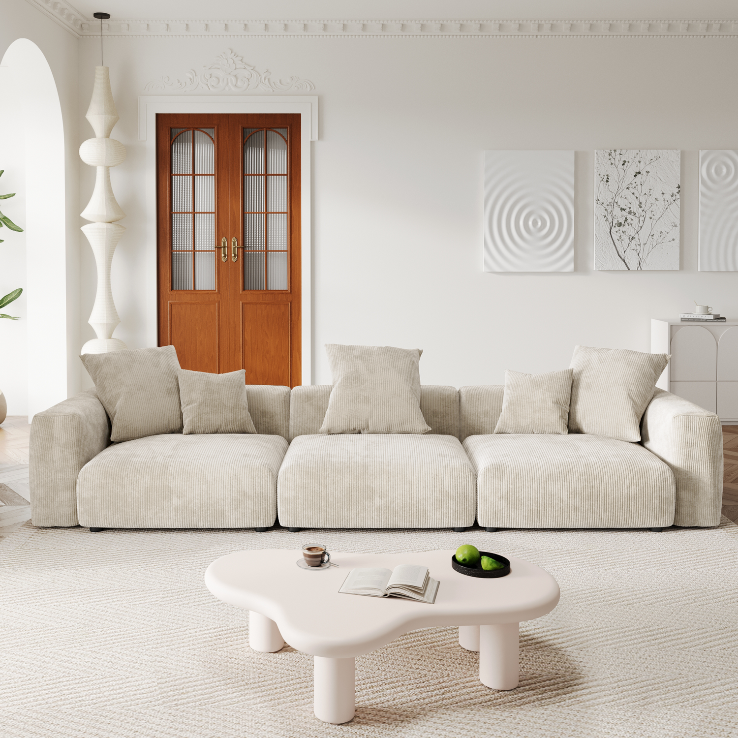 Corduroy 3-Seater Sofa in Sandstone