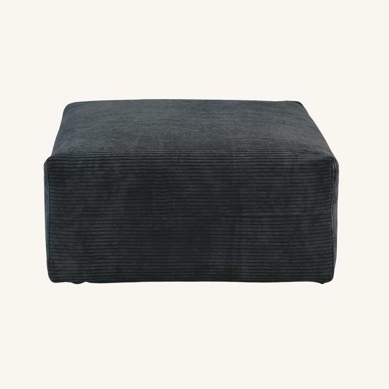 Corduroy Ottoman in Obsidian