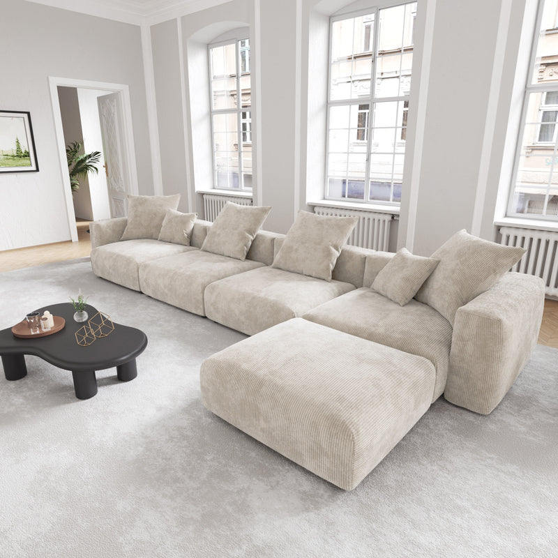 Corduroy 4-Seater Sectional in Sandstone