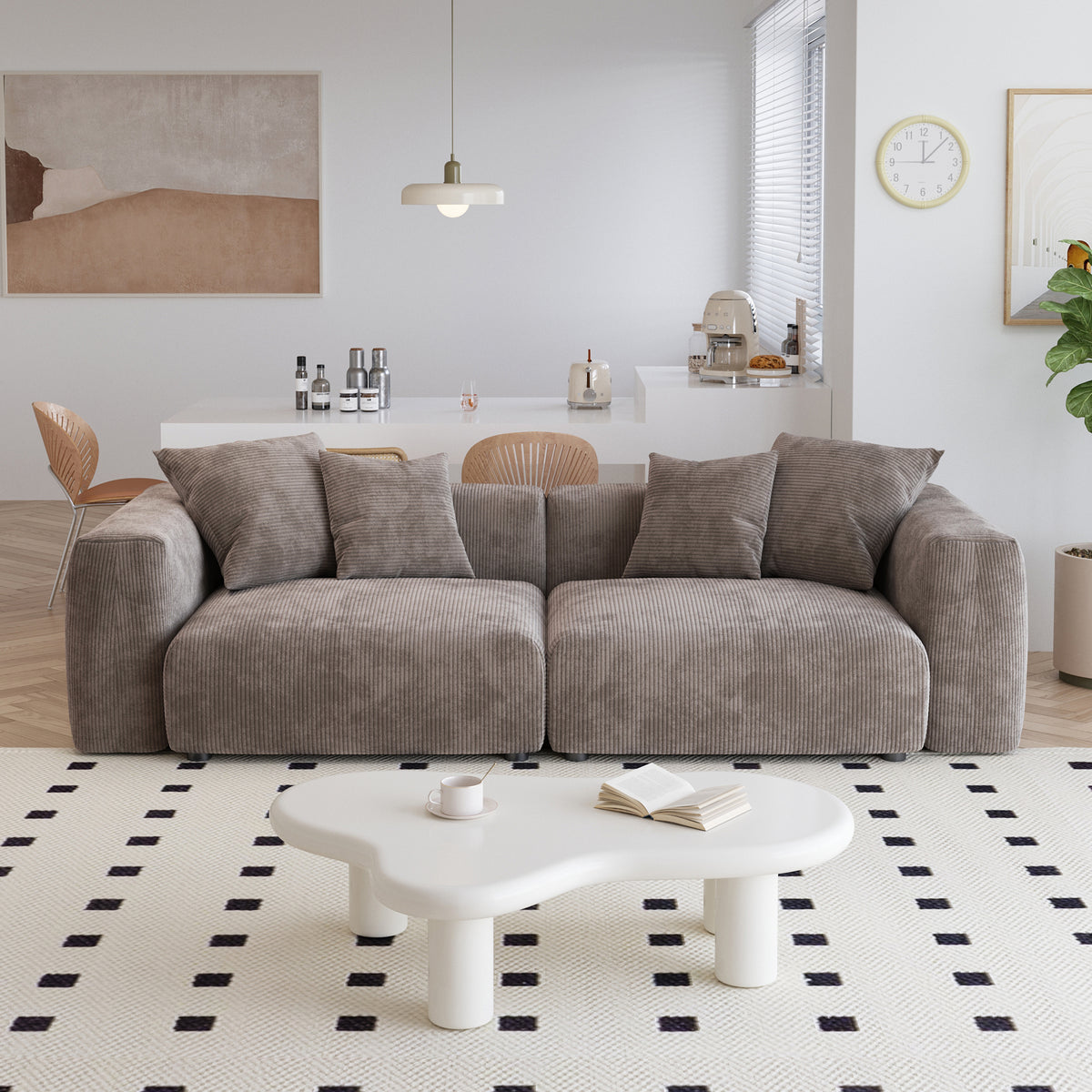 Corduroy 2-Seater Sofa in Mocha in Mocha