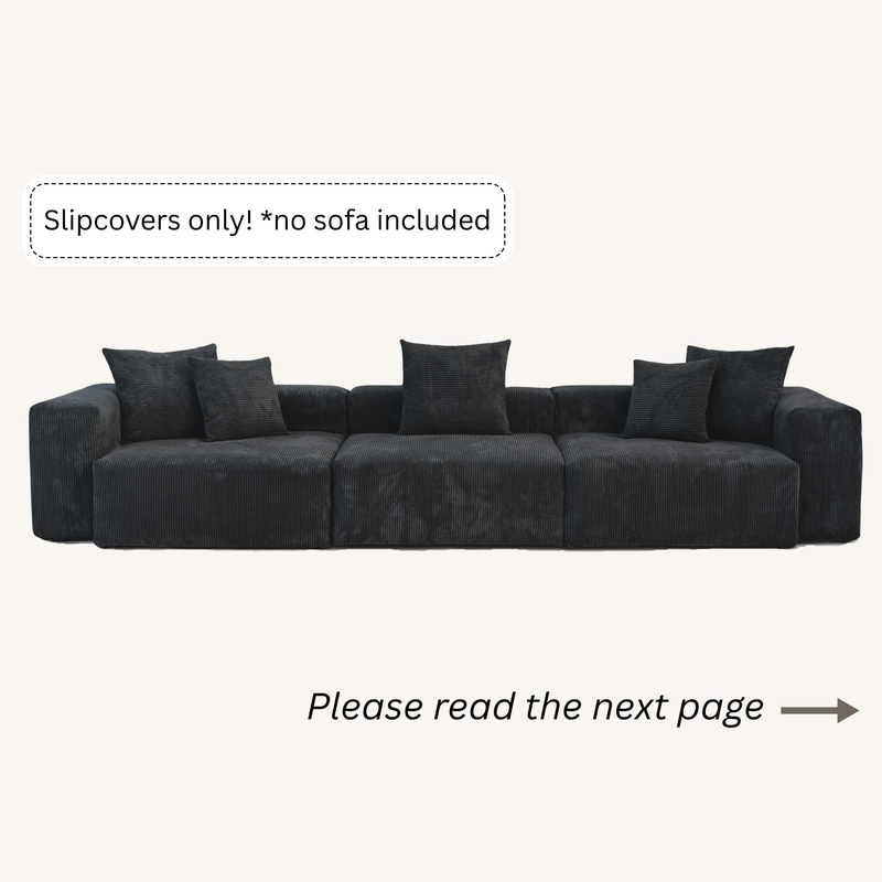 Slipcovers only! Corduroy 3-Seater Sofa in Obsidian