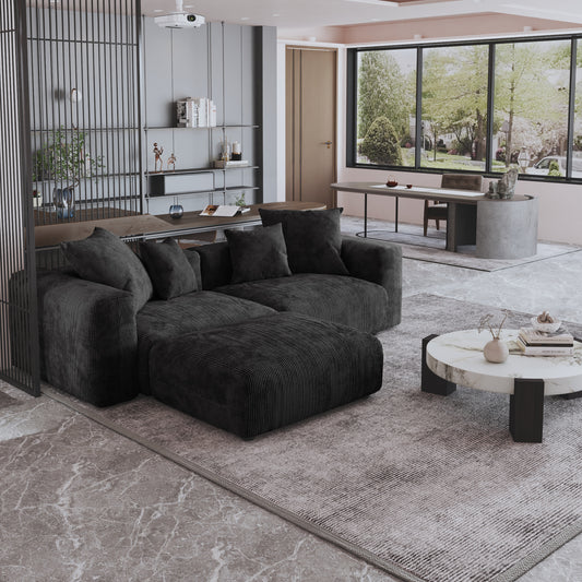 Corduroy 2-Seater Sectional in Obsidian