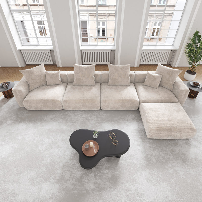 Corduroy 4-Seater Sectional in Sandstone