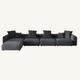 Corduroy 4-Seater Sectional in Obsidian