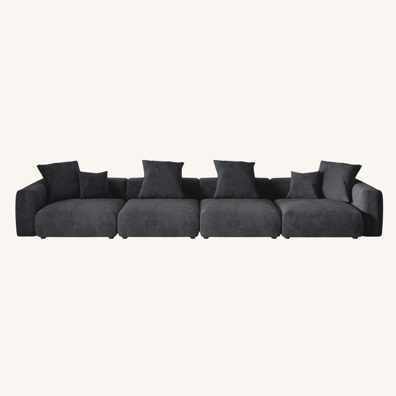 Corduroy 4-Seater Sofa in Obsidian