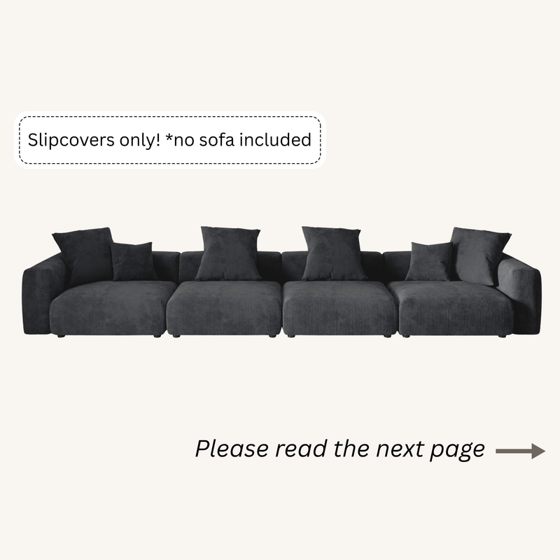 Slipcovers only! Corduroy 4-Seater Sofa in Obsidian