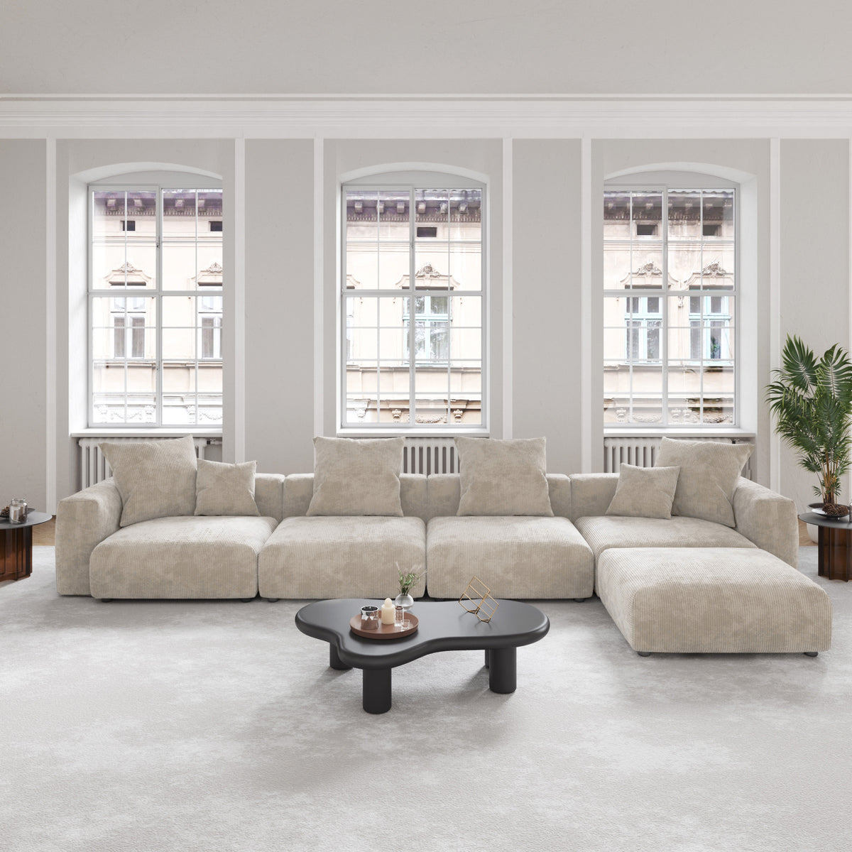 Corduroy 4-Seater Sectional in Sandstone in Sandstone