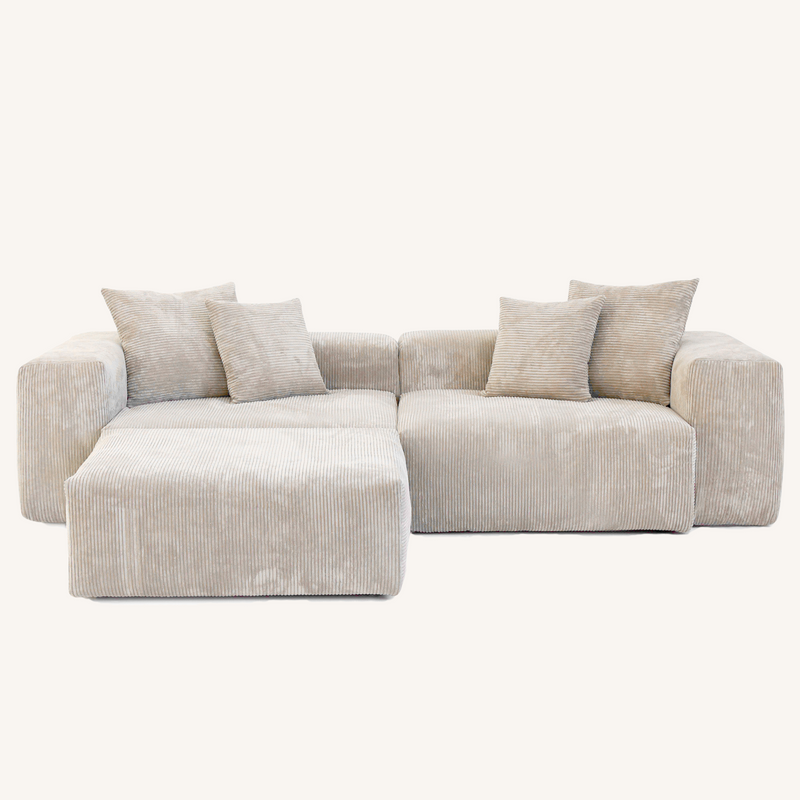Corduroy 2-Seater Sectional in Sandstone