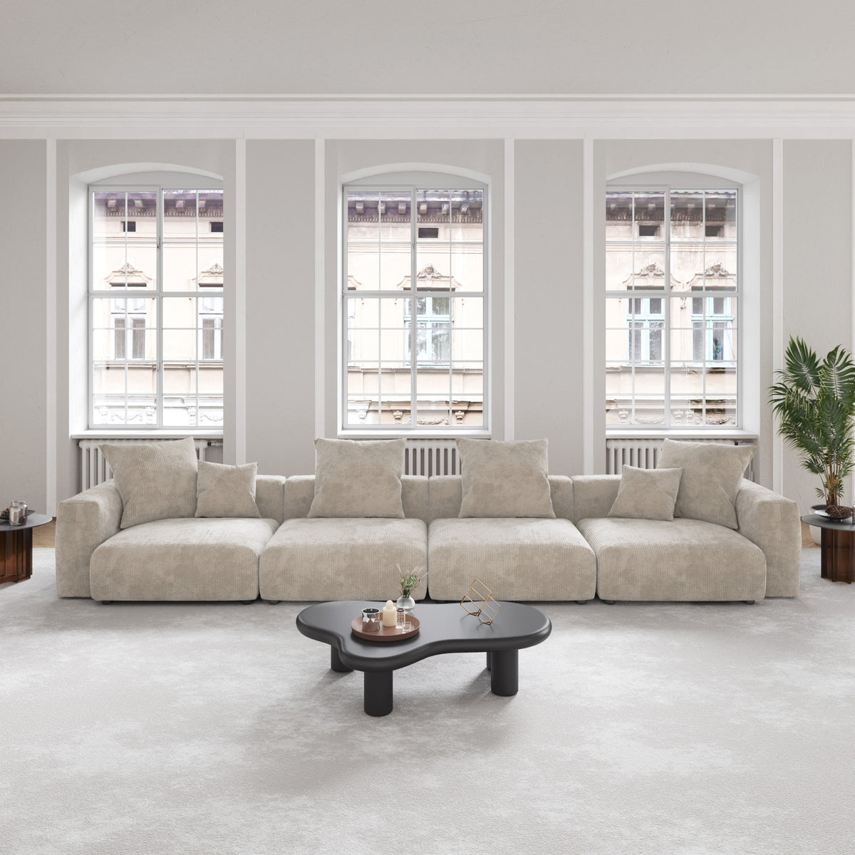 Corduroy 4-Seater Sofa in Sandstone in Sandstone