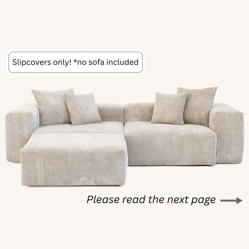 Slipcovers only! Corduroy 2-Seater Sectional in Sandstone