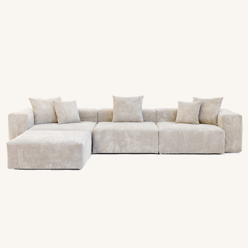 Corduroy 3-Seater Sectional in Sandstone