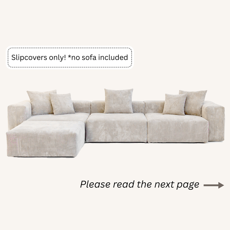 Slipcovers only! Corduroy 3-Seater Sectional in Sandstone