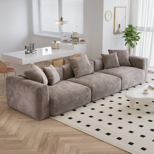 Corduroy 3-Seater Sofa in Mocha