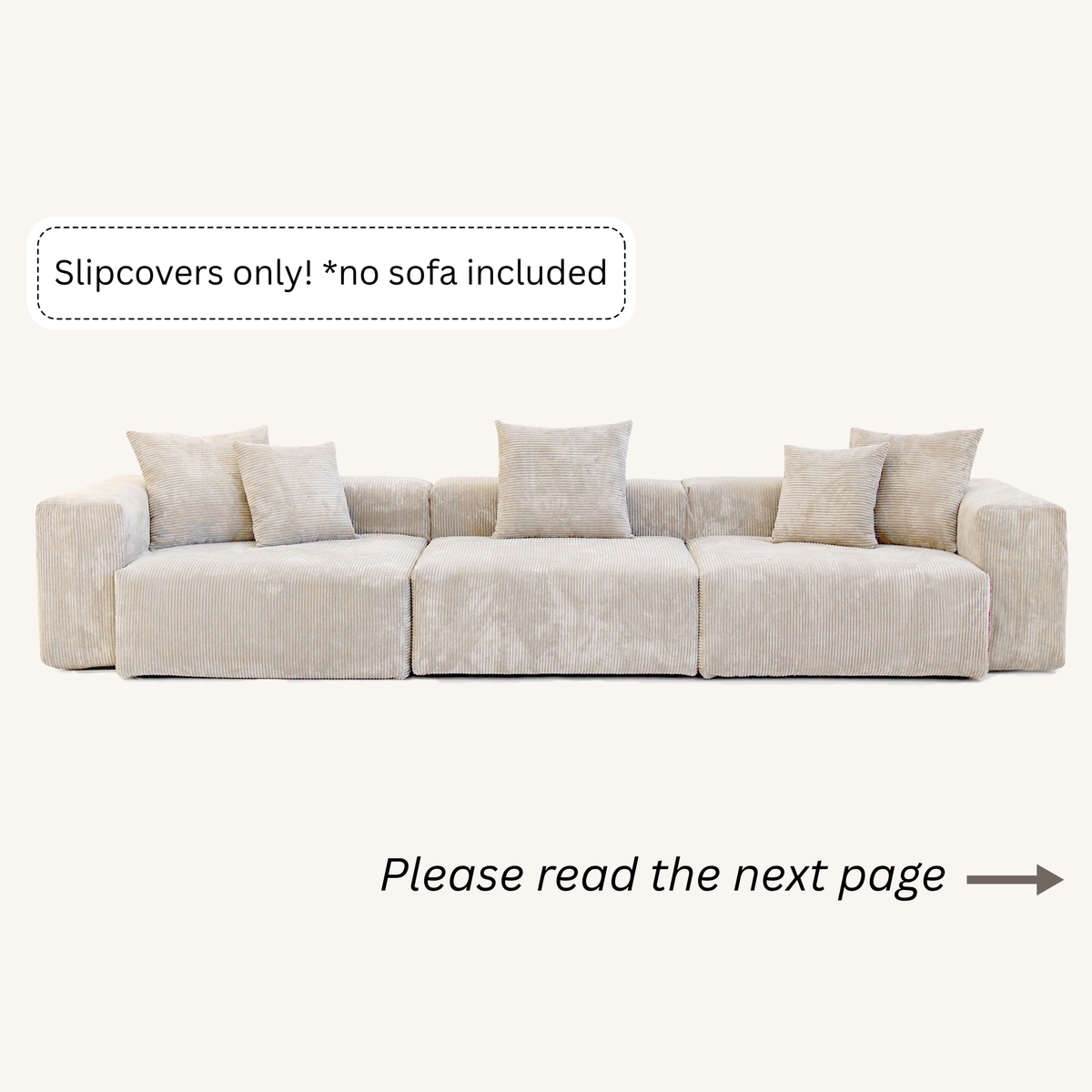 Slipcovers only! Corduroy 3-Seater Sofa in Sandstone