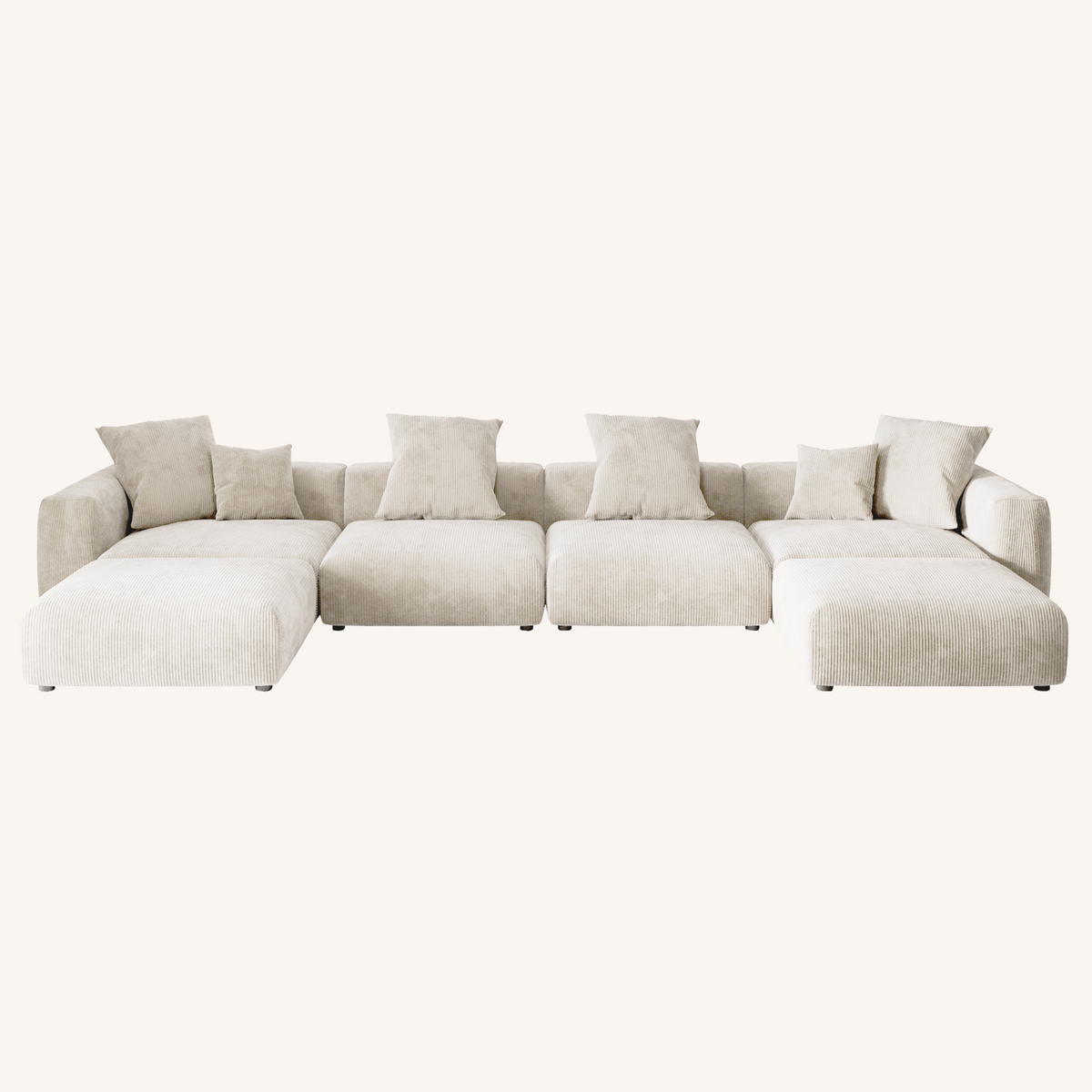 Corduroy 4-Seater U-Sectional in Sandstone