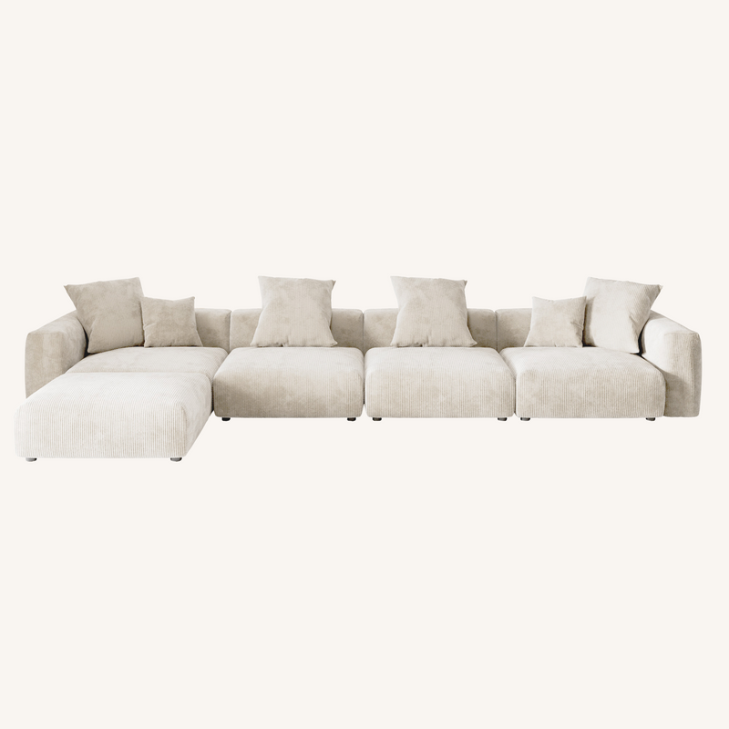 Corduroy 4-Seater Sectional in Sandstone
