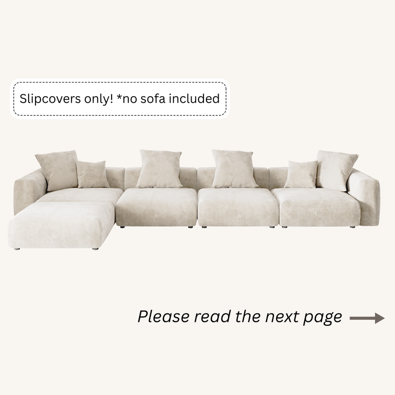 Slipcovers only! Corduroy 4-Seater Sectional in Sandstone