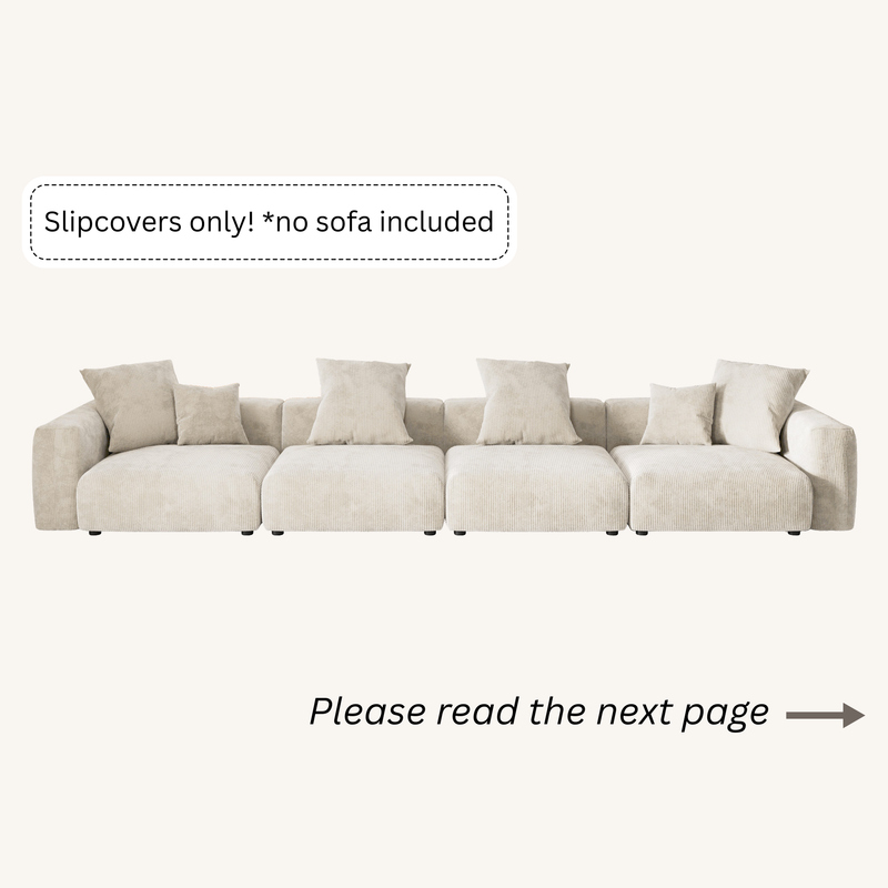Slipcovers only! Corduroy 4-Seater Sofa in Sandstone