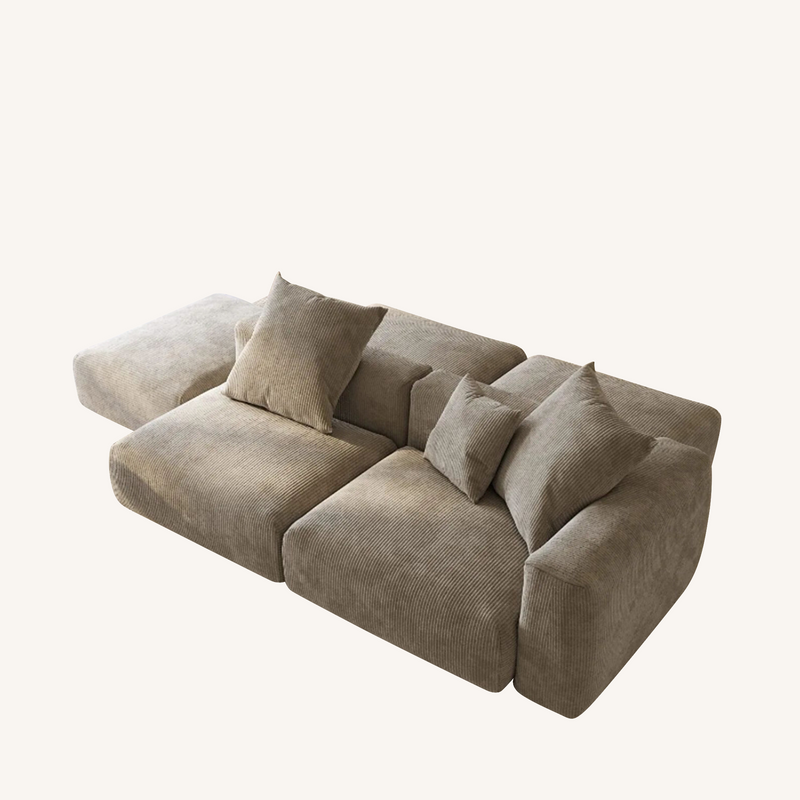 Corduroy 5‑Seat Modular Pit Sectional in Mocha