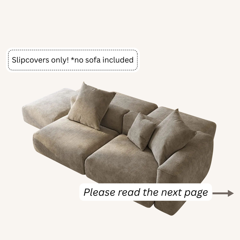 Slipcovers only! Corduroy 5‑Seat Modular Pit Sectional in Mocha