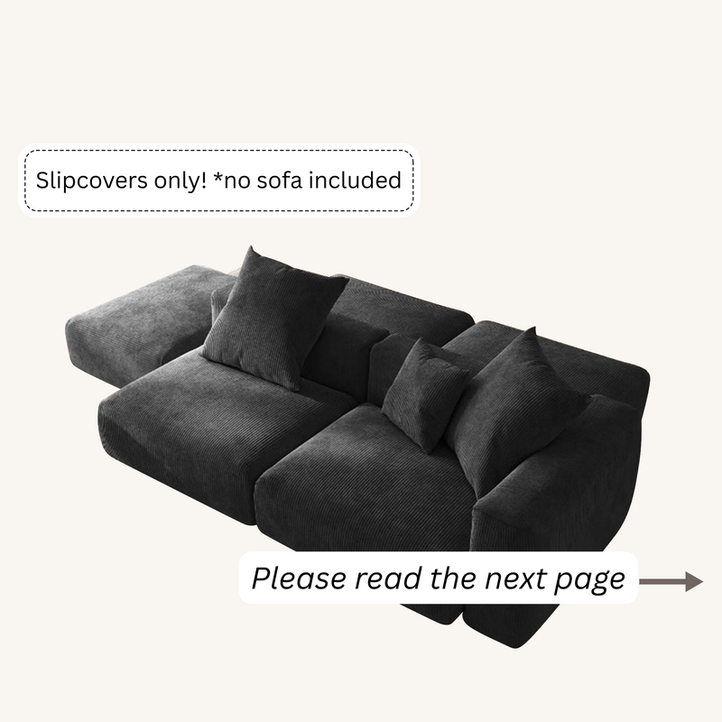 Slipcovers only! Corduroy 5‑Seat Modular Pit Sectional in Obsidian