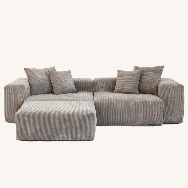 Corduroy 2-Seater Sectional in Mocha