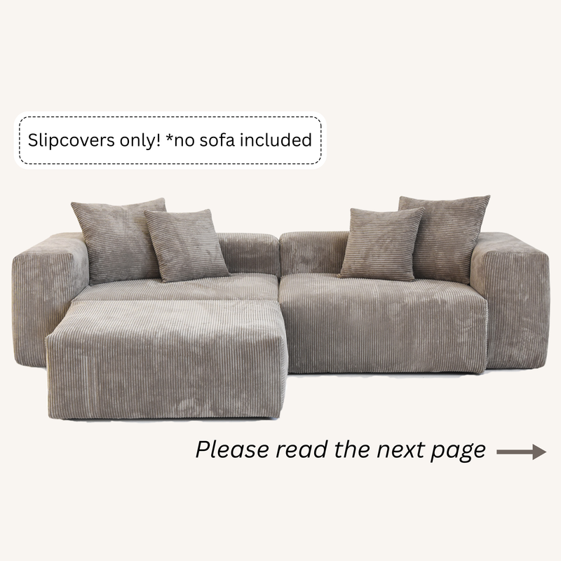 Slipcovers only! Corduroy 2-Seater Sectional in Mocha