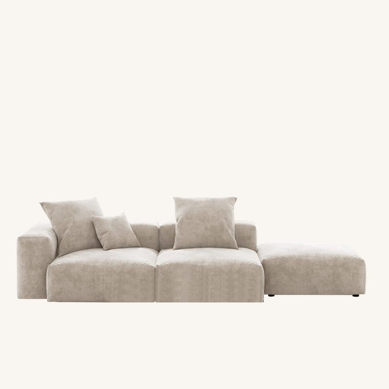 Corduroy 3-Seat Lounger Sofa in Sandstone