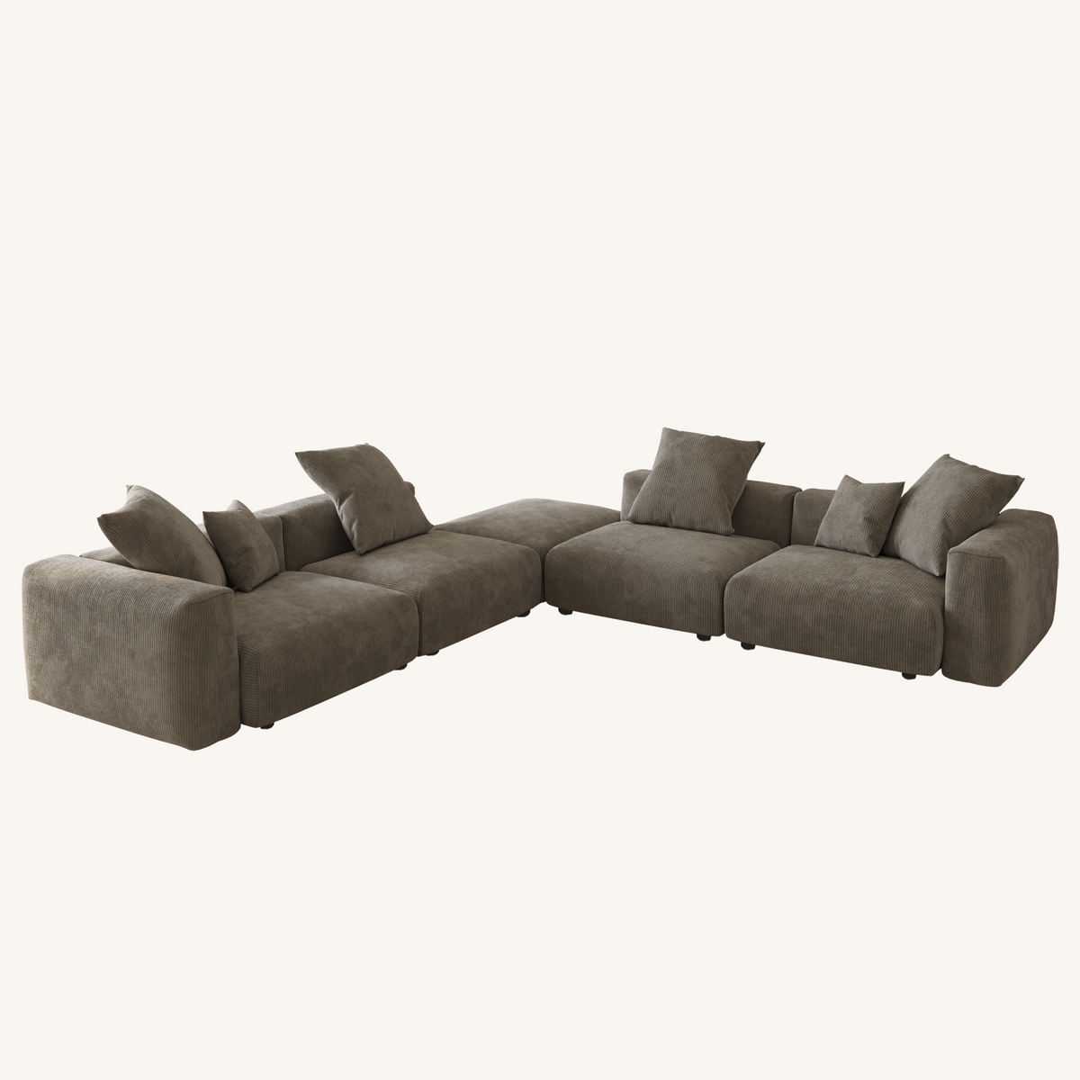 Corduroy 5-Seat Corner Sectional in Mocha