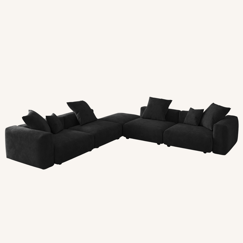 Corduroy 5-Seat Corner Sectional in Obsidian