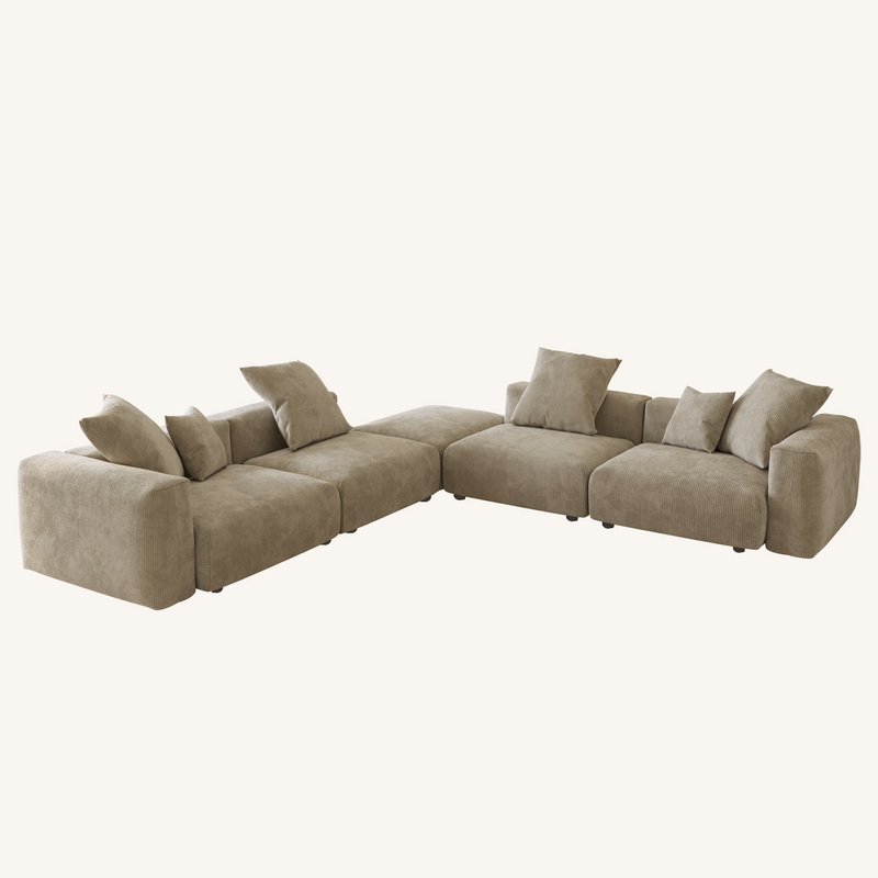 Corduroy 5-Seat Corner Sectional in Sandstone