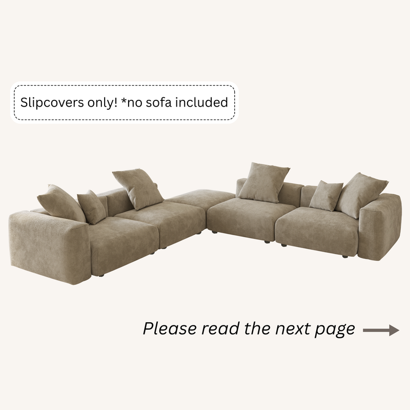 Slipcovers only! Corduroy 5-Seat Corner Sectional in Sandstone