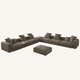 Corduroy 7-Seat Corner Sectional + Ottoman in Mocha