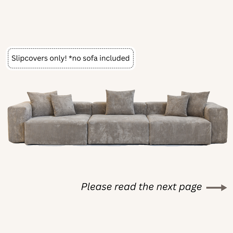 Slipcovers only! Corduroy 3-Seater Sofa in Mocha