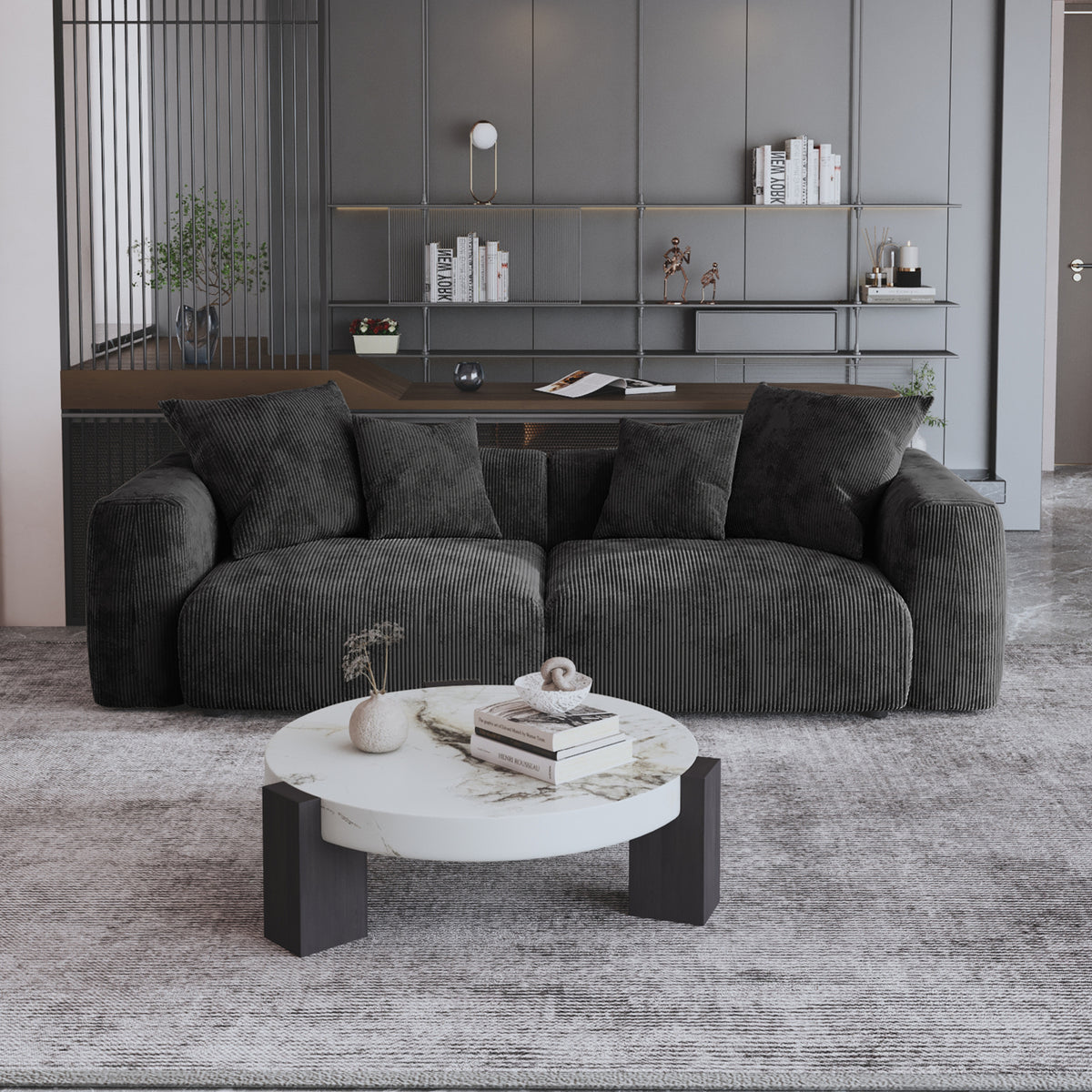 Corduroy 2-Seater Sofa in Obsidian in Obsidian